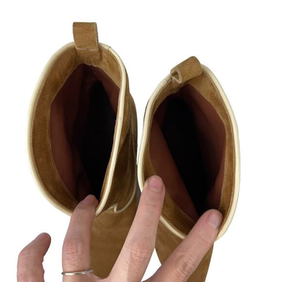 L`autre Chose Women's Leather Suede Pointed Western Heel Ankle Boots Size 38 Tan - Picture 14 of 15